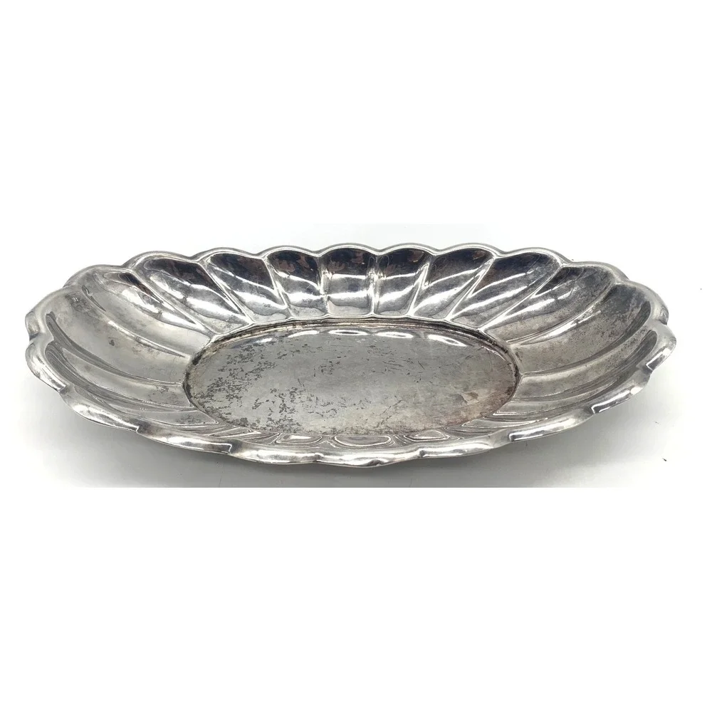 Reed & Barton Holiday 111 Silverplate Bread Tray Scalloped Oval Vintage Dish